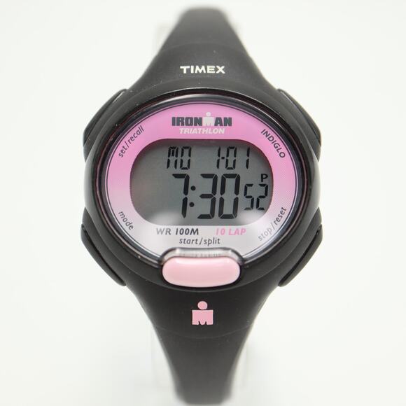 Timex Ironman Triathlon Indiglo Digital Alarm Timer Watch Pink Black New Battery - Picture 5 of 11